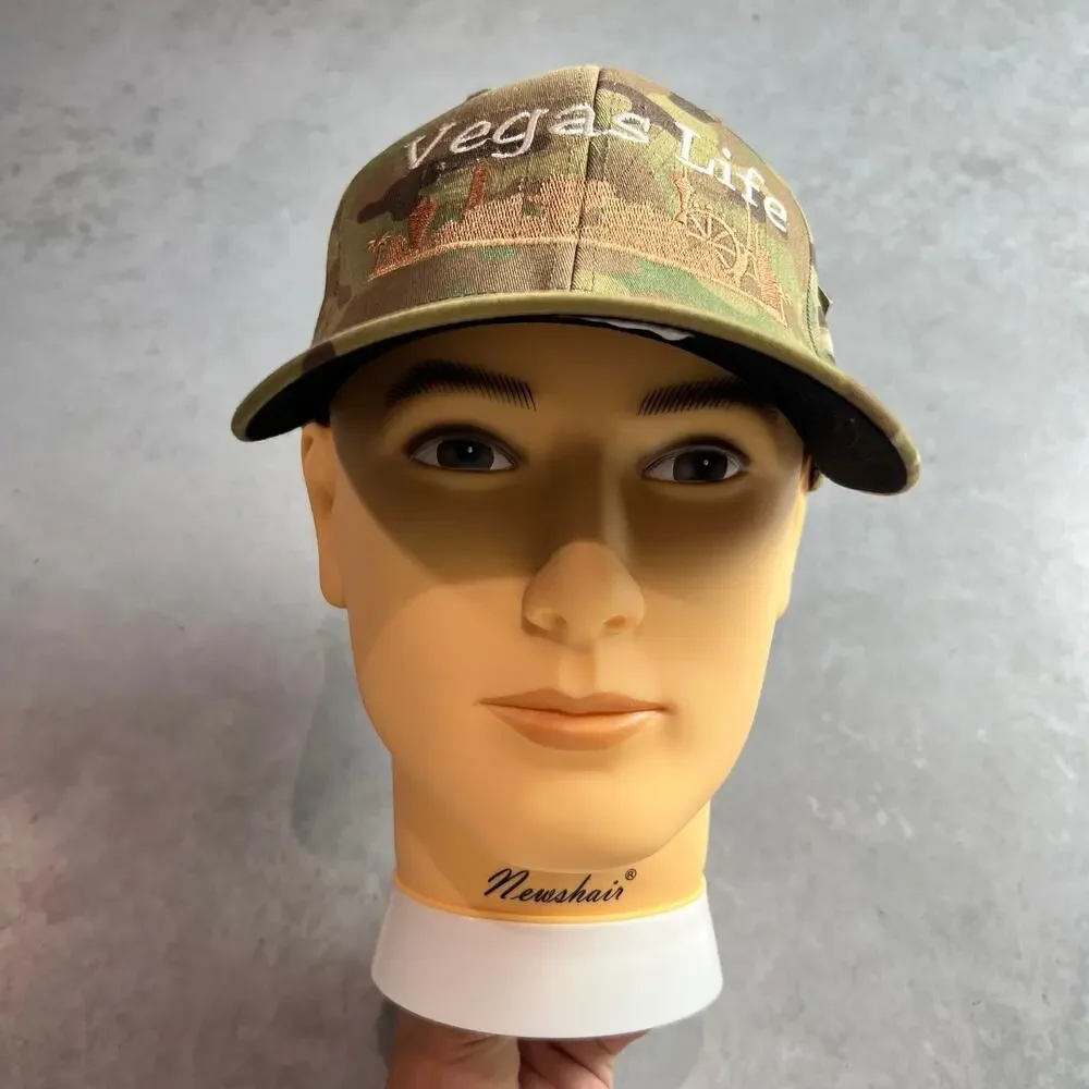 Las Vegas Life USA Mens Camo FLEXFIT Hat Embroidered Large-XLarge Baseball Cap